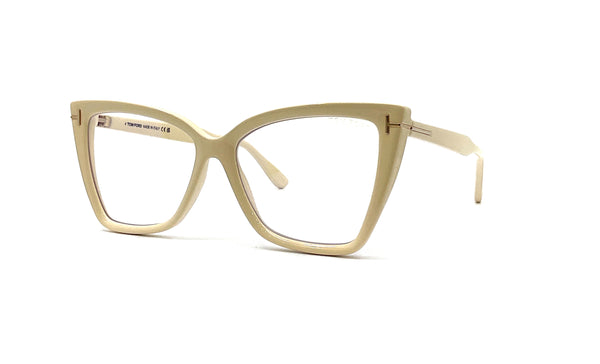 Tom Ford - Blue Block Square Cat Eye Opticals TF5844-B (Ivory)