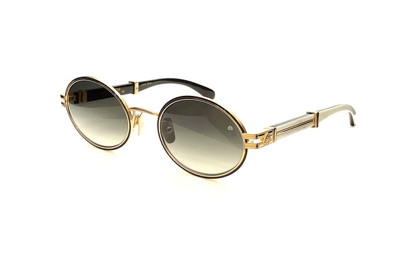 Maybach Eyewear - The Producer I (22k Mellow Gold Plated/Black Lacquer | White Marble/Black | Blue/Grey Gradient)