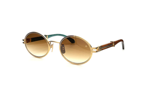 Maybach Eyewear - The Producer I (22k Mellow Gold Plated | Vavona Burr/Ebony/Turquoise BEM | Light Bronze Gradient)