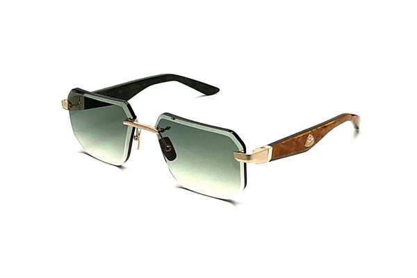 Maybach Eyewear - THE VISIONIST SUN I (22k Mellow Gold Plated | Karelian Birch Burr/Ebony/Forrest Green Bem | Green Gradient)