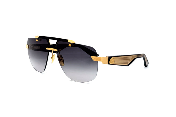 Maybach Eyewear - The Officer I (22k Mellow Gold Plated/Black Lacquer/Black | Grey Gradient)