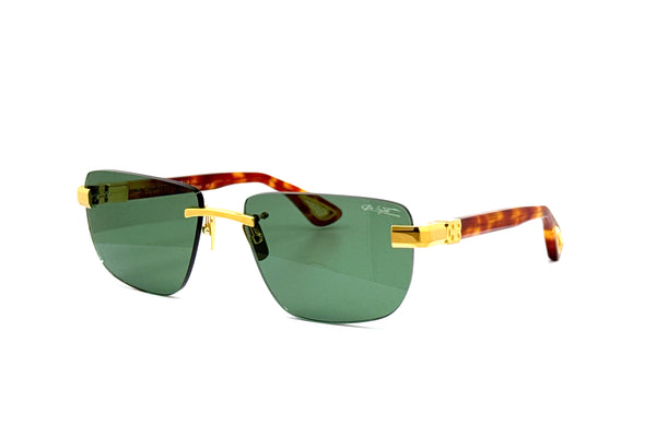 BUGATTI - 36H (24K Yellow Gold/Subtle Tortoise Acetate | Vintage Green Lens)