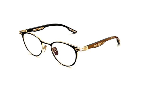 Maybach Eyewear - The Attitude I (22k Mellow Gold Plated/Black Matt Lacquer | Black/Karelian Birch Burr | Clear)