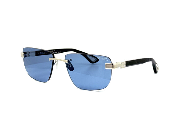 BUGATTI - 36H (Sterling Silver/Black Pearl Acetate | Blue Lens)