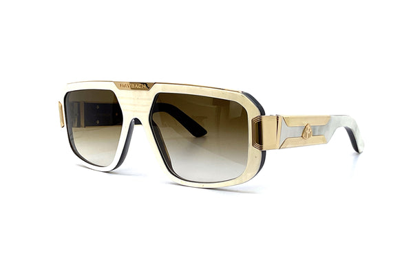 Maybach Eyewear - The Boss II (22k Mellow Gold Plated | White Marble/Black | Umber Brown) Limited Edition