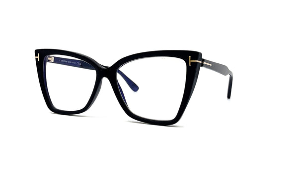 Tom Ford - Blue Block Square Cat Eye Opticals TF5844-B (Matte Black/Black)