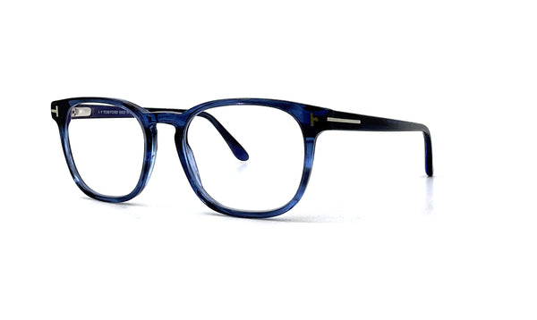 Tom Ford - Blue Block Round Opticals TF5868-B (Striped Blue Havana)