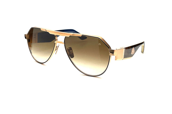 Maybach Eyewear - The King III (22k Solid Rose Gold Plated/Black Lacquer Temple/Walnut Burr/White/Deepsea Blue Walnut Burr | Umber Brown Gradient)