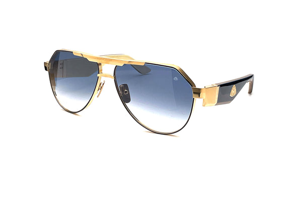Maybach Eyewear - The King III (22k Mellow Gold Plated | Black Lacquer/Deepsea Blue Walnut Burr/Walnut/White Burr | Light Blue Gradient)