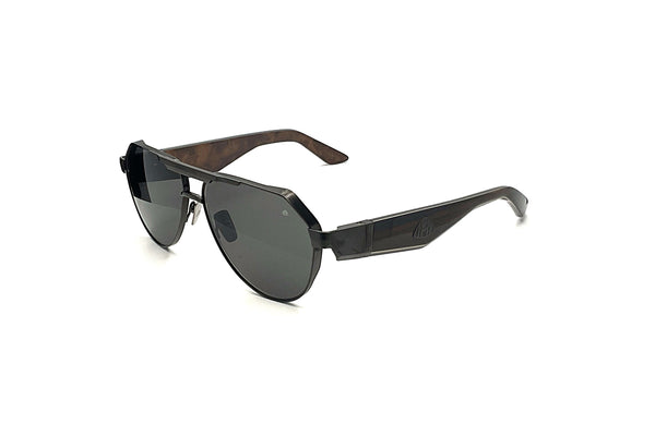 Maybach Eyewear - The King III (Black Satin | Ebony/Silver Line/Ebony/Walnut Burr | Dark Grey)