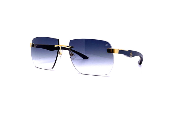 Maybach Eyewear - The Artist Sun I (24k Gold Plated | Royal Blue Tulip/Ebony | Light Blue Gradient)