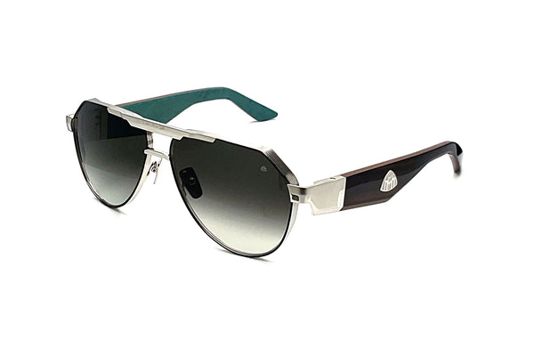 Maybach Eyewear - The King III (Palladium Plated | Black Ebony/Bubinga/Turquoise BEM | Blue/Grey Gradient)