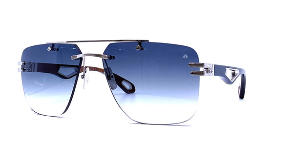 Maybach Eyewear - The President I (Platinum Plated | Royal Blue Tulip/Ebony/Amboyna | Light Blue Gradient)