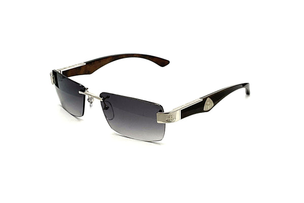 Maybach Eyewear - The Character II (Palladium Plated | Ebony/Silver/Mother-of-Pearl/Walnut Burr | Blue/Grey Gradient)