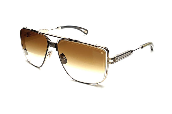 Maybach Eyewear - The Dawn I (18k Champagne Gold Plated | Black Satin/White Burr/Ebony | Light Bronze)