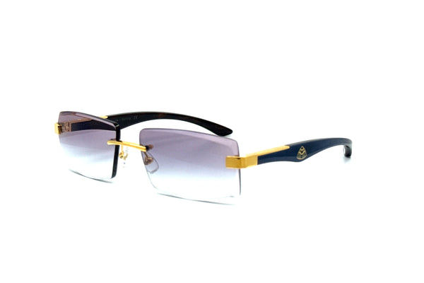 Maybach Eyewear - The Artist III (24k Gold Plated | Royal Blue Tulip/Ebony | Light Blue Gradient)