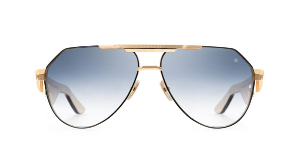 Maybach Eyewear - The King III (22k Mellow Gold Plated | Black Lacquer/Deepsea Blue Walnut Burr/Walnut/White Burr | Light Blue Gradient)