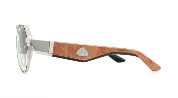 Maybach Eyewear - The King III (Palladium Plated | Black/Golden Madrone/Ebony/Forrest Green BEM | Green Gradient)