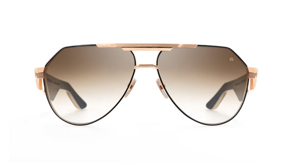 Maybach Eyewear - The King III (22k Solid Rose Gold Plated/Black Lacquer Temple/Walnut Burr/White/Deepsea Blue Walnut Burr | Umber Brown Gradient)