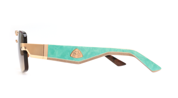 Maybach Eyewear - The President II (22k Mellow Gold Plated | Aruba Blue Madrone/Maple/Walnut Burr | Light Bronze Gradient)