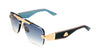 Maybach Eyewear - The President II (22k Mellow Gold | Deep Teal Ocean Madrone/Bubinga/Niagara Blue Madrone | Light Blue Gradient)