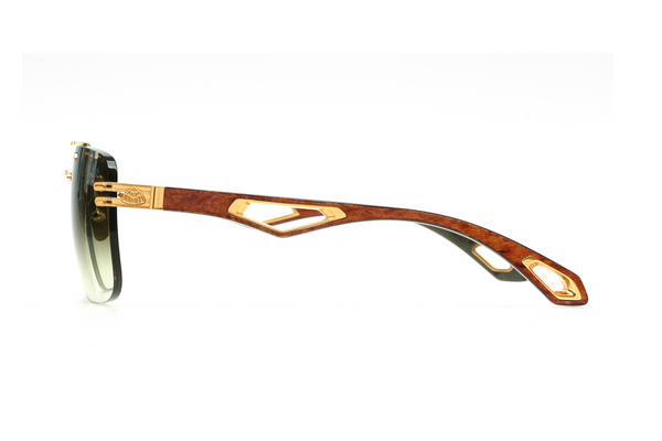 Maybach Eyewear - The President I (24k Gold Plated | Karelian Birch Burr/Forrest Green BEM | Green Gradient)