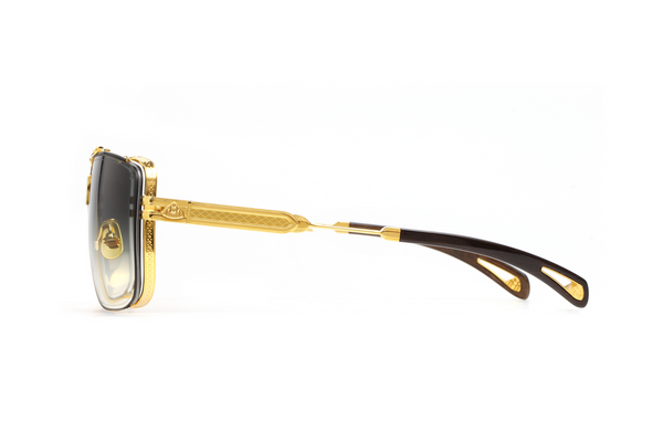 Maybach Eyewear - The Dawn I (24k Gold Plated | Black Satin/Ebony/Walnut Burr | Blue/Grey Gradient)