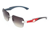 Maybach Eyewear - The Magic I (Palladium Plated | Raspberry Red BEM/MOP/Walnut Burr Anthracite/Indigo Blue BEM | Blue/Grey Gradient)