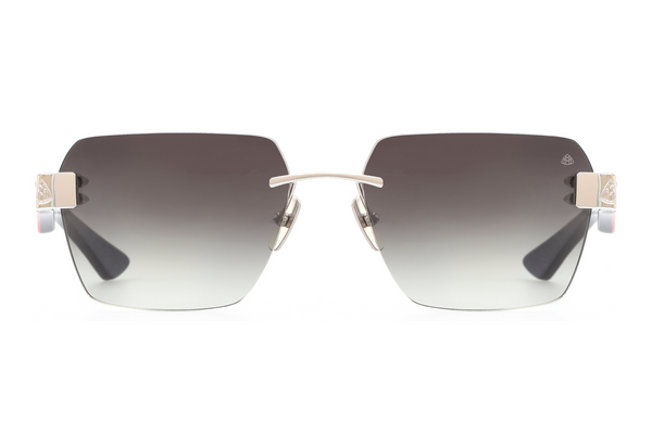 Maybach Eyewear - The Magic I (Palladium Plated | Raspberry Red BEM/MOP/Walnut Burr Anthracite/Indigo Blue BEM | Blue/Grey Gradient)