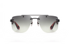 Maybach Eyewear - The President I (Black Satin | Dark Stained Eucalyptus/Ebony/Rose Red BEM | Blue/Grey Gradient)