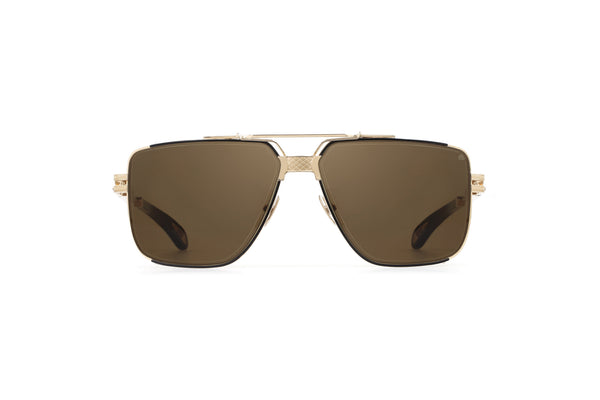 Maybach Eyewear - The Dawn I (18k Champagne Gold Plated | Black Satin/Dark Tortoise | Light Bronze)