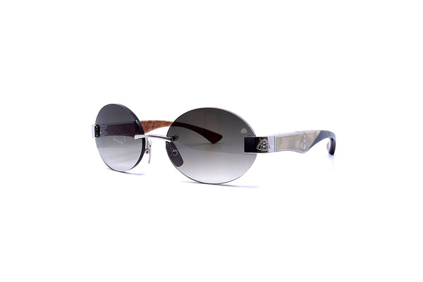 Maybach Eyewear - The Magic II (Palladium Plated | White Burr/MOP/Indigo Blue BEM/Karelian Birch Burr | Blue/Grey Gradient)