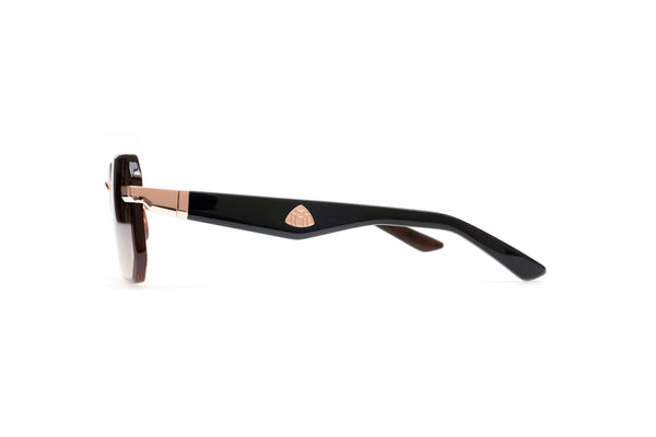 Maybach Eyewear - THE VISIONIST I (18k Solid Rose Gold | Black Piano/Walnut Burr | Chocolate Brown Gradient)