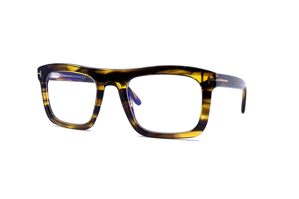 Tom Ford - Blue Block Rectangular Opticals TF5757-B (Striped Havana)