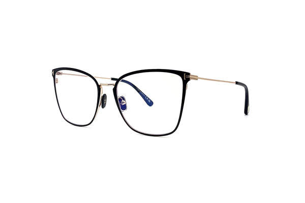 Tom Ford - Blue Block Soft Butterfly Opticals TF5839 (Black/Shiny Rose Gold)