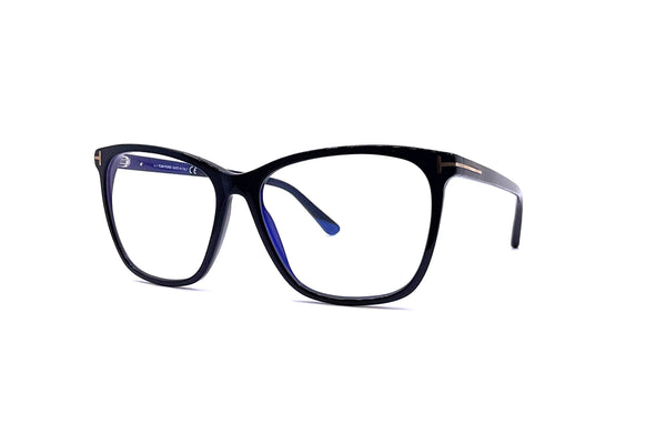 Tom Ford - Blue Block Soft Cat Eye Shape Opticals TF5762-B (Shiny Black)