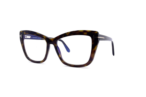 Tom Ford - Blue Block Square Cat Eye Opticals TF5826-B (Shiny Dark Havana)