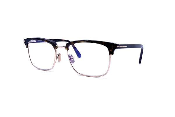 Tom Ford - Blue Block Square Shape Opticals TF5801-B (Shiny Dark Havana/Rose Gold)