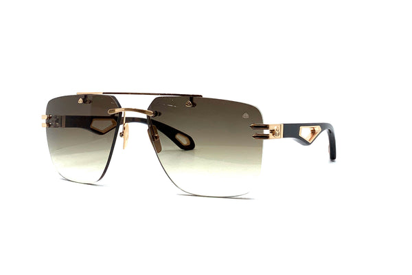 Maybach Eyewear - The President I (18k Solid Rose Gold | Black Piano/Walnut Burr | Chocolate Brown Gradient)
