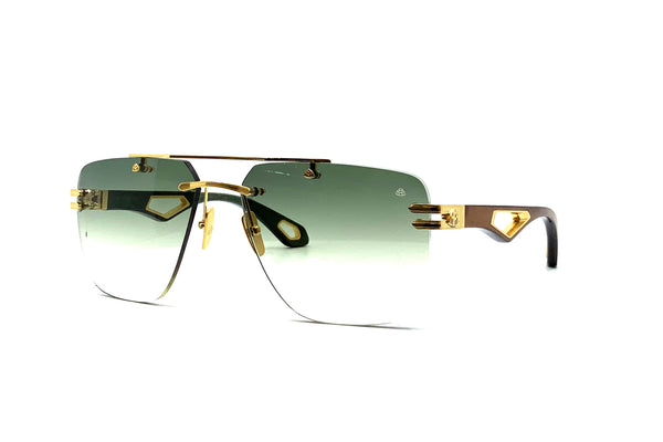 Maybach Eyewear - The President I (24k Gold Plated | Karelian Birch Burr/Forrest Green BEM | Green Gradient)