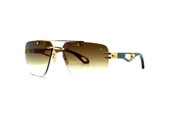 Maybach Eyewear - The President I (24k Gold Plated | Turquoise BEM/Karelian Birch Burr | Light Bronze Gradient)