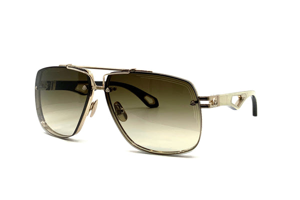 Maybach Eyewear - The King II (18k Champagne Gold Plated | White Burr/Ebony | Umber Brown Gradient)